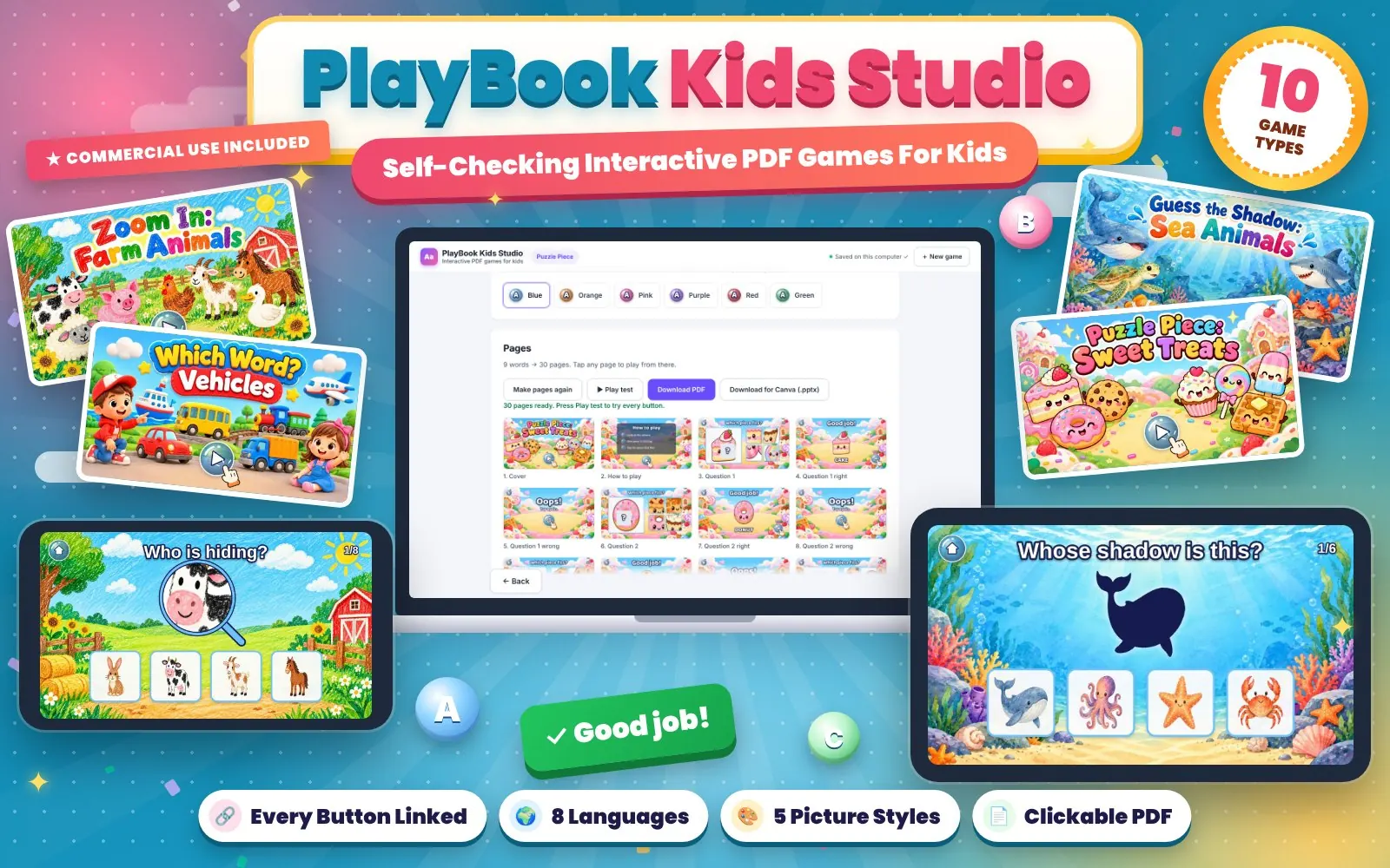 PlayBook Kids Studio: tap-to-play kids games on a laptop, tablet and phone